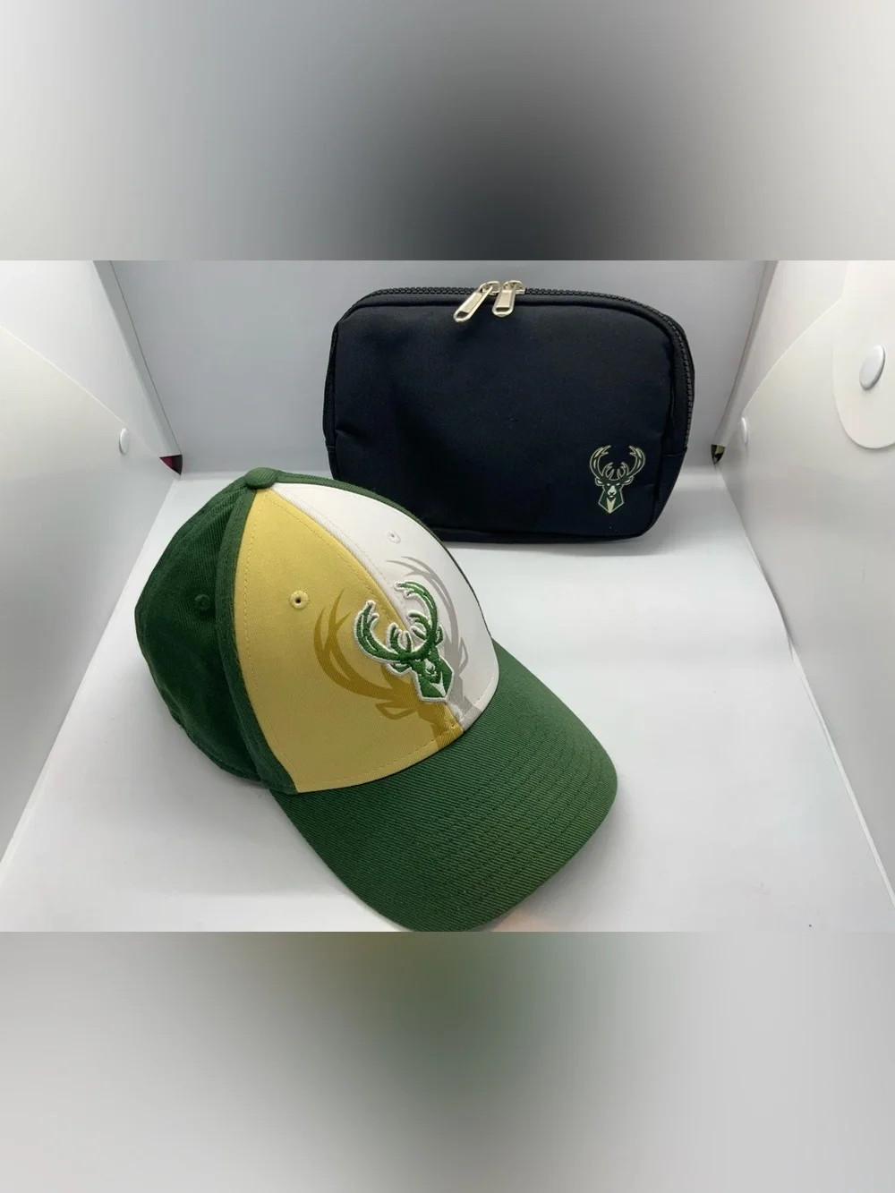 Milwaukee Tri-Panel Logo Cap and Pouch Set - Green/Gold/White